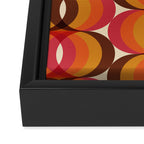 Magenta, Orange, Brown, and Ivory Retro 1960s Wavy Pattern Framed Canvas Print Gallery Image 3