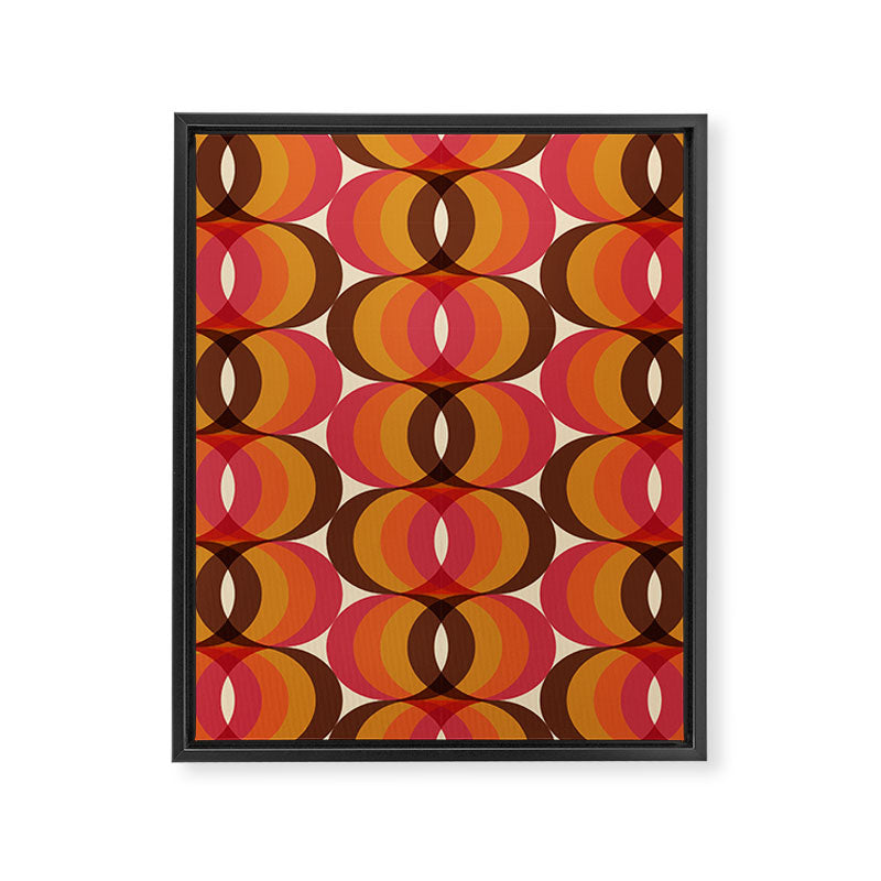 Magenta, Orange, Brown, and Ivory Retro 1960s Wavy Pattern Framed Canvas Print Gallery Image 8