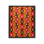 Magenta, Orange, Brown, and Ivory Retro 1960s Wavy Pattern Framed Canvas Print Gallery Image 8