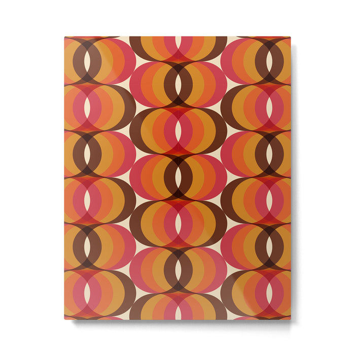 Magenta, Orange, Brown, and Ivory Retro 1960s Wavy Pattern Metal Print Gallery Image 1