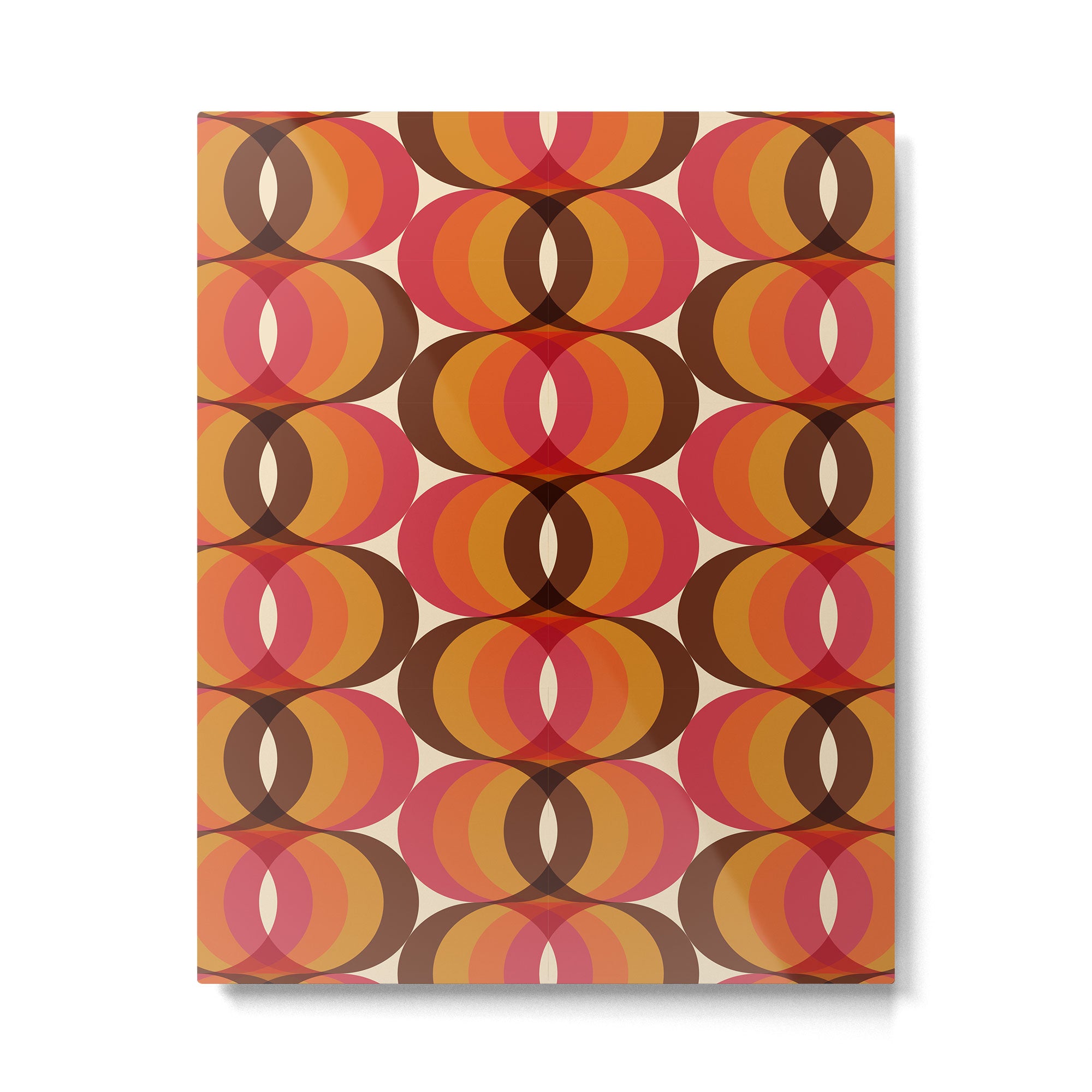 Magenta, Orange, Brown, and Ivory Retro 1960s Wavy Pattern Metal Print Gallery Image 6