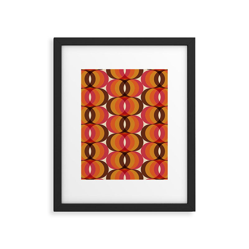 Magenta, Orange, Brown, and Ivory Retro 1960s Wavy Pattern Framed Art Print Gallery Image 6