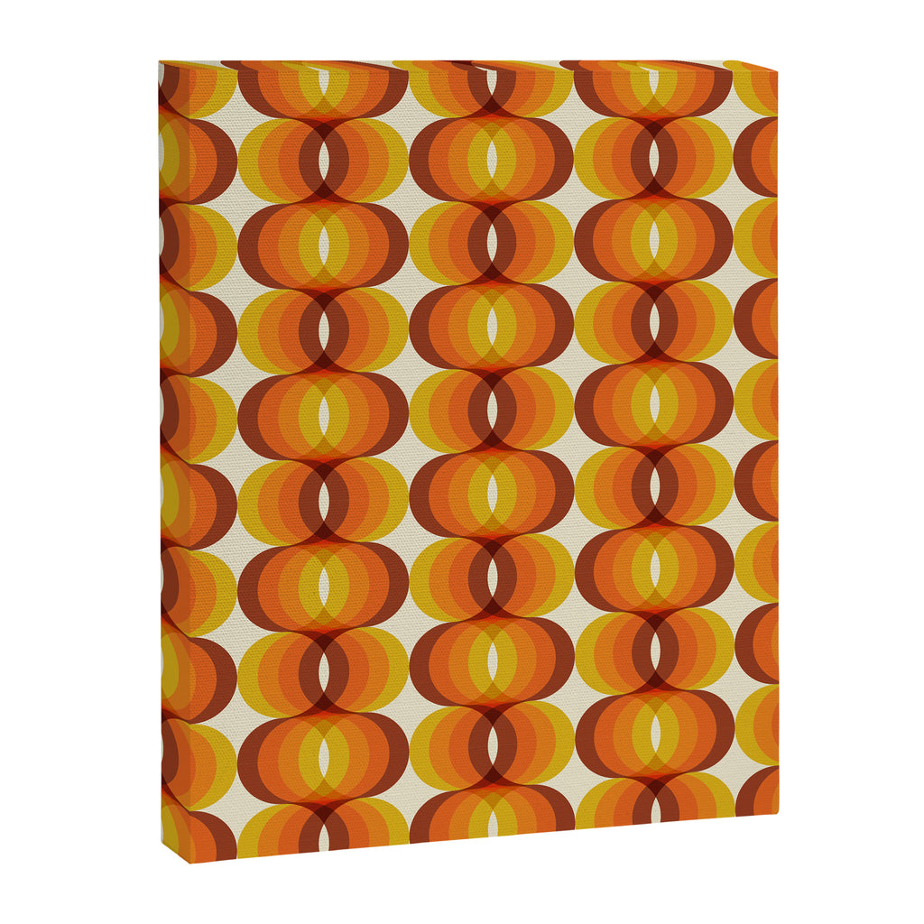 Orange, Brown, and Ivory Retro 1960s Wavy Pattern Canvas Print Gallery Image 8