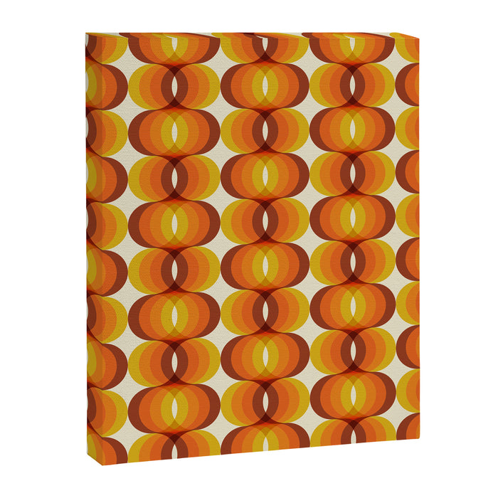 Orange, Brown, and Ivory Retro 1960s Wavy Pattern Canvas Print Gallery Image 1