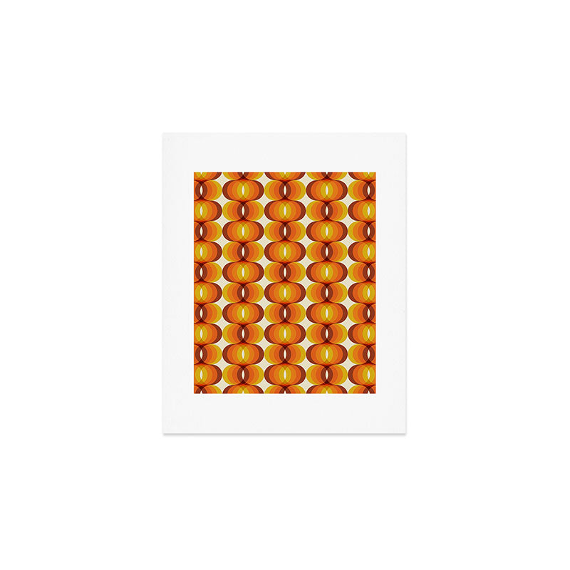 Orange, Brown, and Ivory Retro 1960s Wavy Pattern Art Print Gallery Image 1