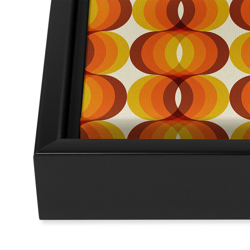 Orange, Brown, and Ivory Retro 1960s Wavy Pattern Framed Canvas Print Gallery Image 3