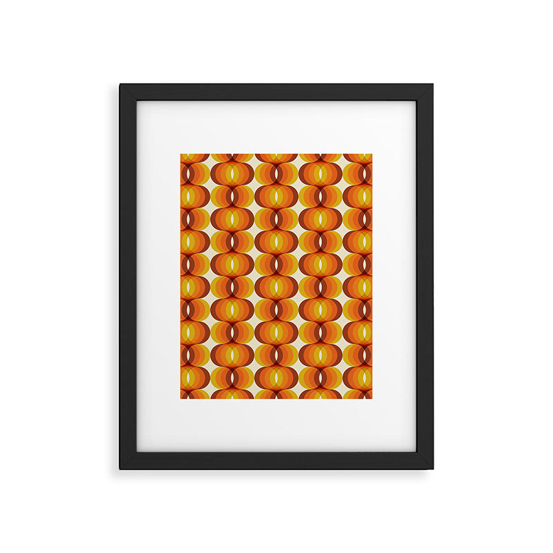 Orange, Brown, and Ivory Retro 1960s Wavy Pattern Framed Art Print Gallery Image 6