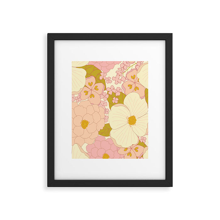 Pink Pastel Vintage Floral Pattern Framed Art Print Gallery Image 1
