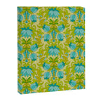 Turquoise and Green Leaves 1960s Retro Vintage Pattern Canvas Print Gallery Image 8
