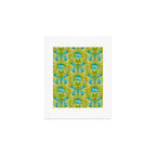 Turquoise and Green Leaves 1960s Retro Vintage Pattern Art Print Gallery Image 1