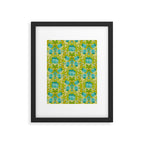 Turquoise and Green Leaves 1960s Retro Vintage Pattern Framed Art Print Gallery Image 6