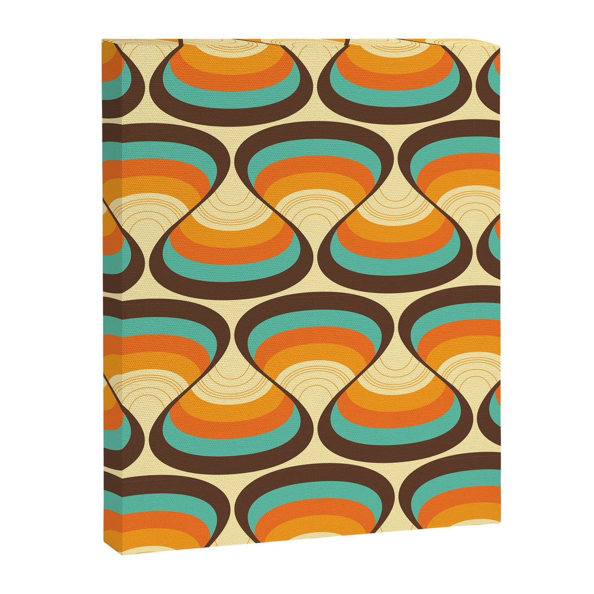 Wavy Turquoise Orange and Brown Retro Lines Canvas Print Gallery Image 8