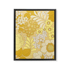 Yellow, Ivory & Brown Retro Floral Pattern Framed Canvas Print Gallery Image 8