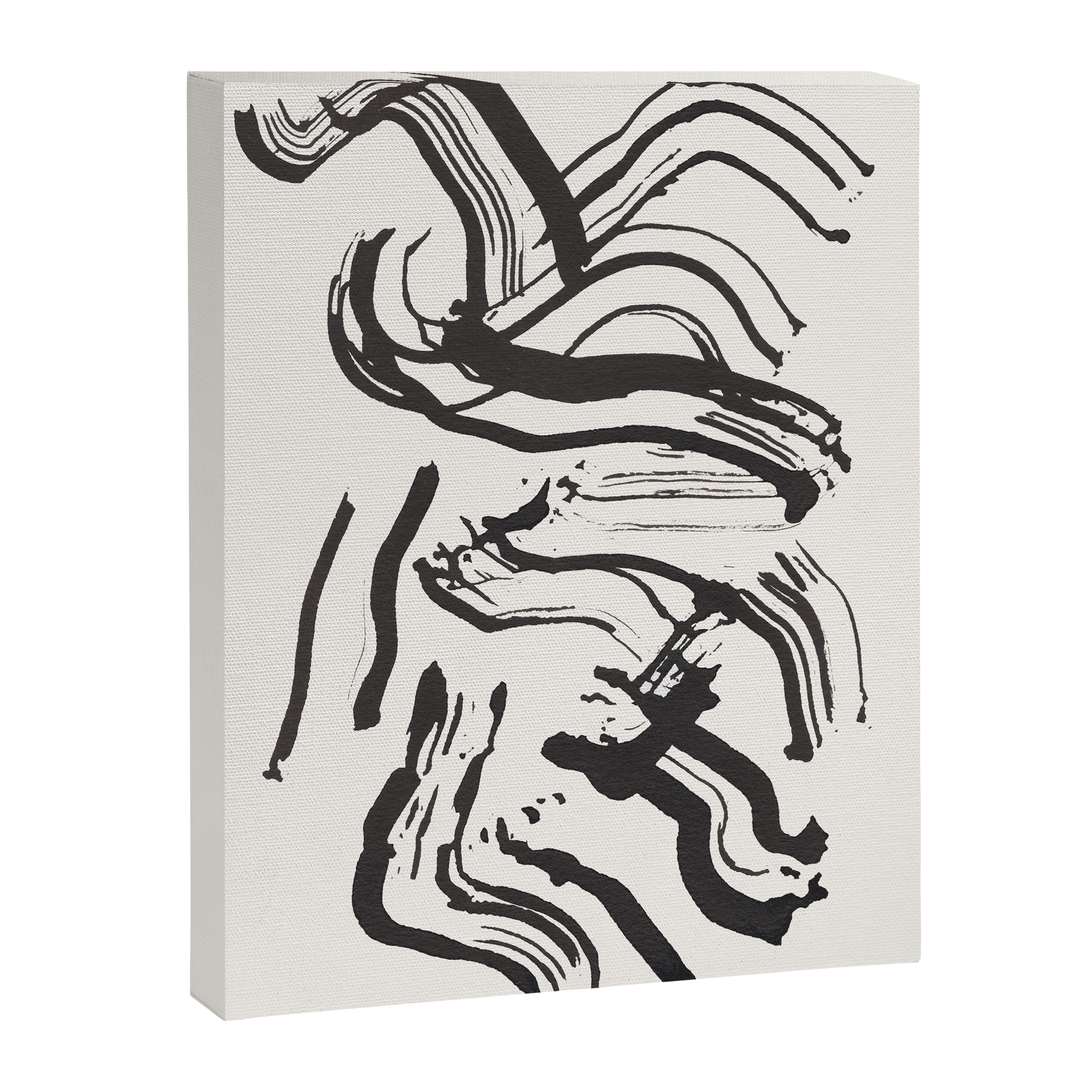 Black and White Brushstroke Minimal Abstract  Art #1 Canvas Print Gallery Image 6