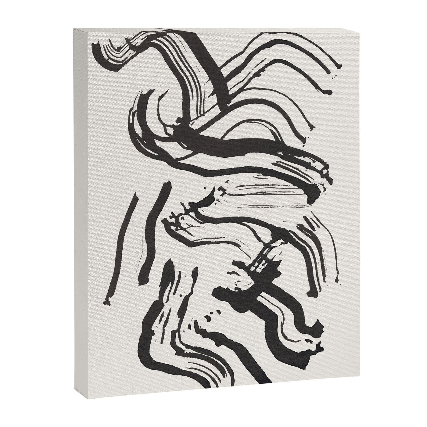 Black and White Brushstroke Minimal Abstract  Art #1 Canvas Print