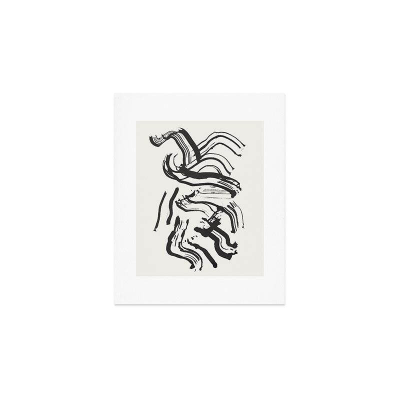Black and White Brushstroke Minimal Abstract  Art #1 Art Print Gallery Image 1