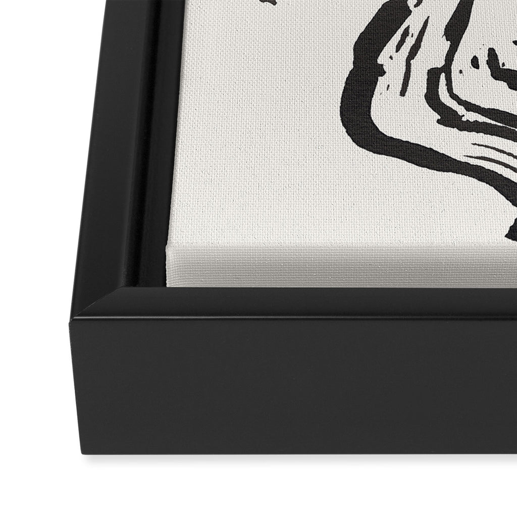 Black and White Brushstroke Minimal Abstract  Art #1 Framed Canvas Print Gallery Image 3