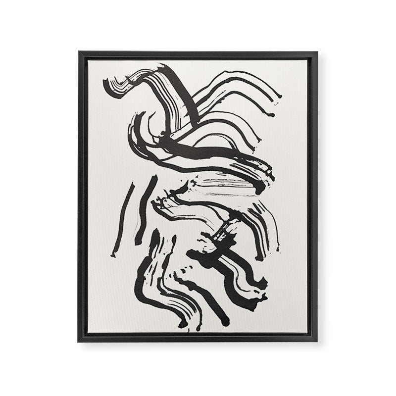 Black and White Brushstroke Minimal Abstract  Art #1 Framed Canvas Print Gallery Image 6