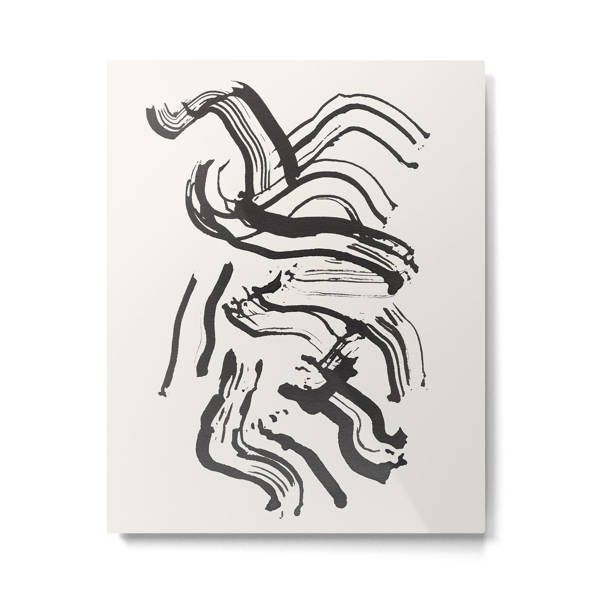 Black and White Brushstroke Minimal Abstract  Art #1 Metal Print Gallery Image 4