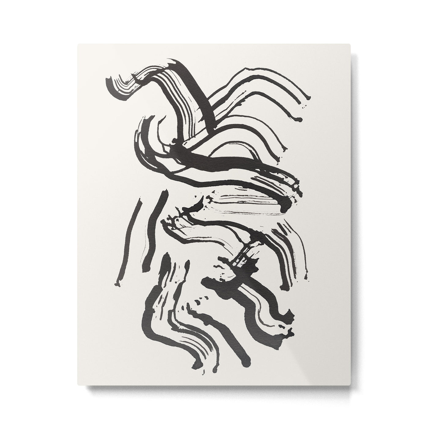 Black and White Brushstroke Minimal Abstract  Art #1 Metal Print