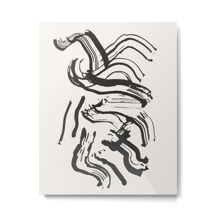 Black and White Brushstroke Minimal Abstract  Art #1 Metal Print Gallery Image 1