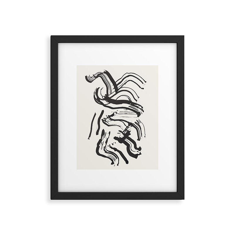 Black and White Brushstroke Minimal Abstract  Art #1 Framed Art Print Gallery Image 5