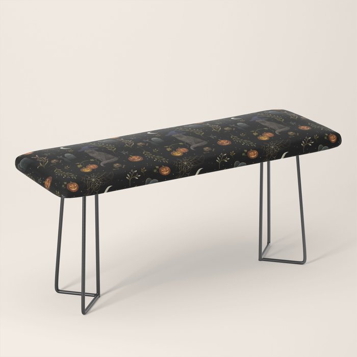 The Black Cat on Halloween Night Bench Gallery Image 1