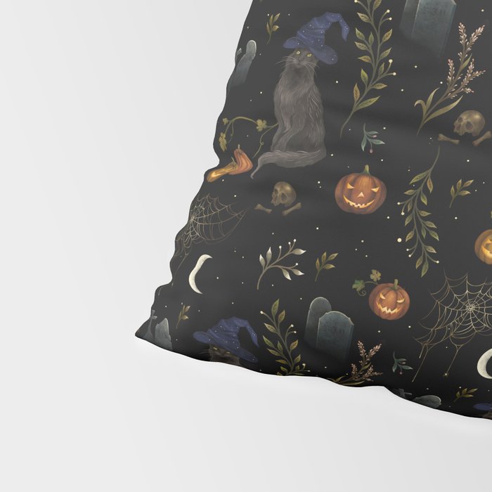 The Black Cat on Halloween Night Pillow Sham Gallery Image 4