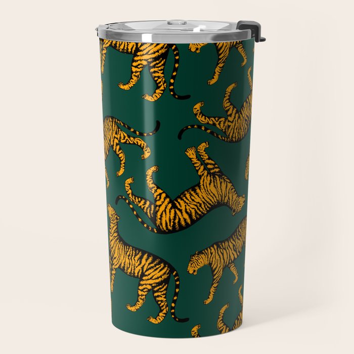Tigers (Dark Green and Marigold) Travel Mug Gallery Image 2