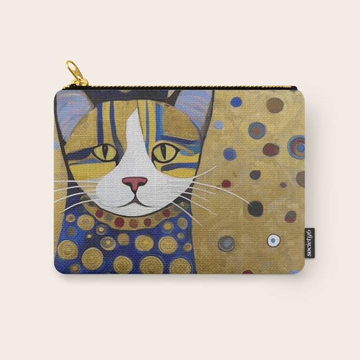 Klimt Cat in Blue and Gold Carry All Pouch Gallery Image 1
