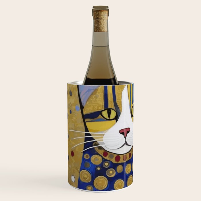 Klimt Cat in Blue and Gold Wine Chiller Gallery Image 2
