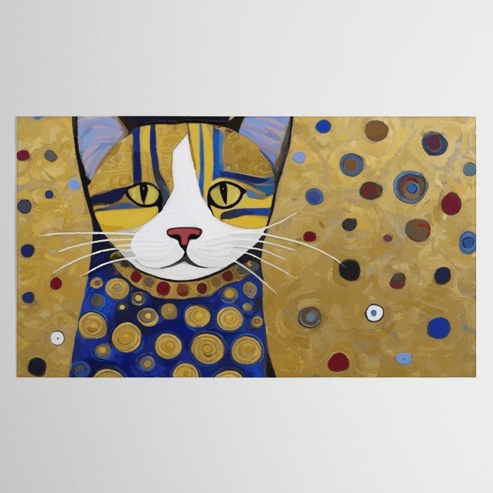 Klimt Cat in Blue and Gold Tablecloth Gallery Image 2