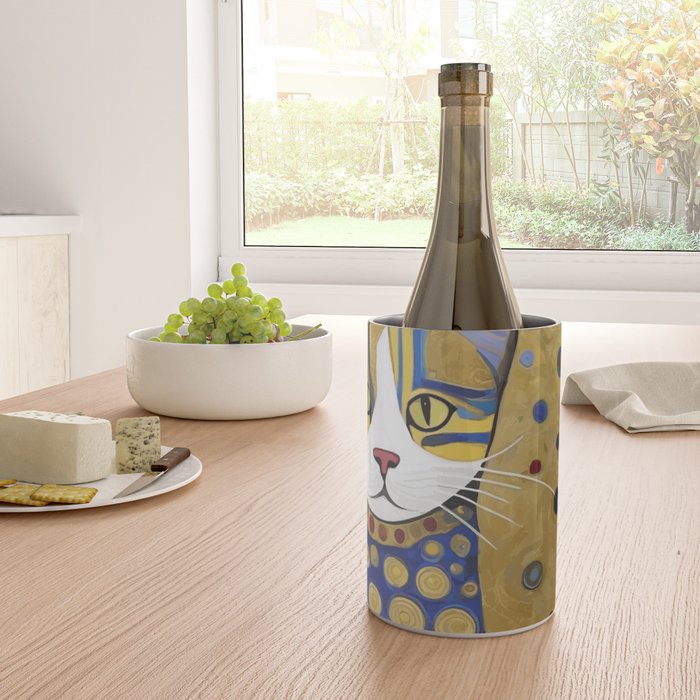 Klimt Cat in Blue and Gold Wine Chiller Gallery Image 4