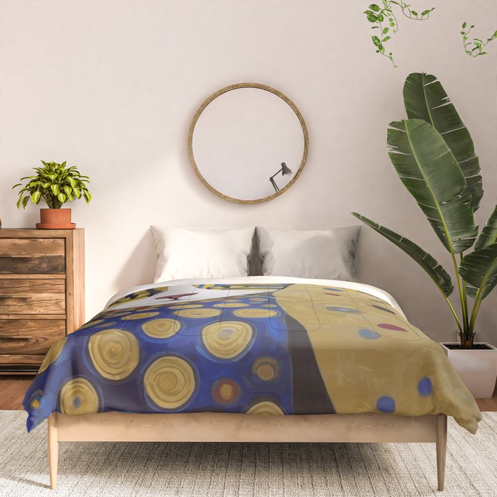 Klimt Cat in Blue and Gold Comforter Gallery Image 3