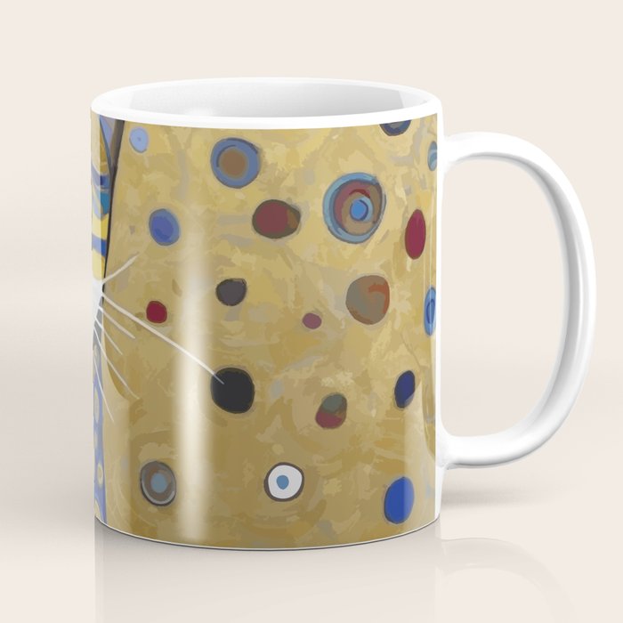 Klimt Cat in Blue and Gold Coffee Mug Gallery Image 1