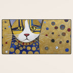 Klimt Cat in Blue and Gold Desk Mat Gallery Image 3