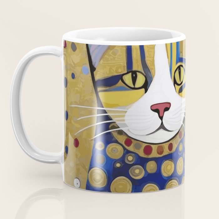 Klimt Cat in Blue and Gold Coffee Mug Gallery Image 3