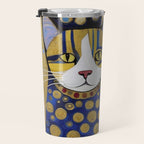 Klimt Cat in Blue and Gold Travel Mug Gallery Image 3