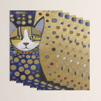 Klimt Cat in Blue and Gold Wrapping Paper Gallery Image 3