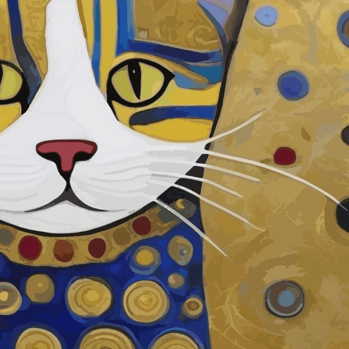 Klimt Cat in Blue and Gold Coffee Mug Gallery Image 2