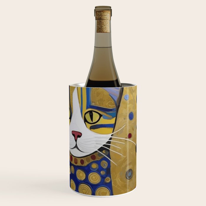 Klimt Cat in Blue and Gold Wine Chiller Gallery Image 1