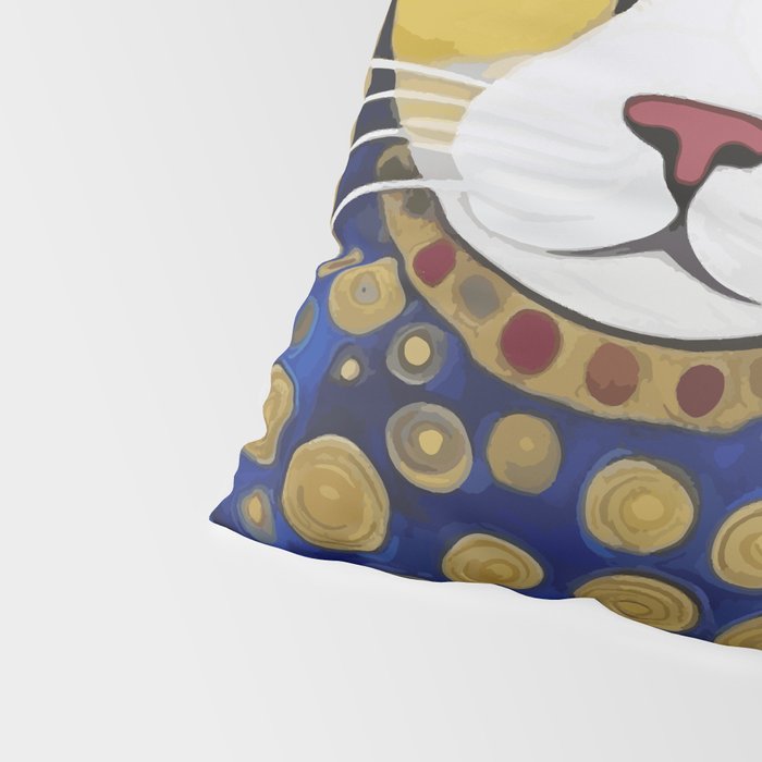 Klimt Cat in Blue and Gold Pillow Sham Gallery Image 4