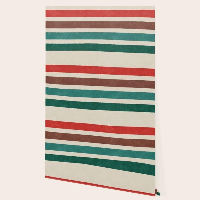 Blanket Stripe - vintage teal, green, brown, and red Wallpaper Gallery Image 2