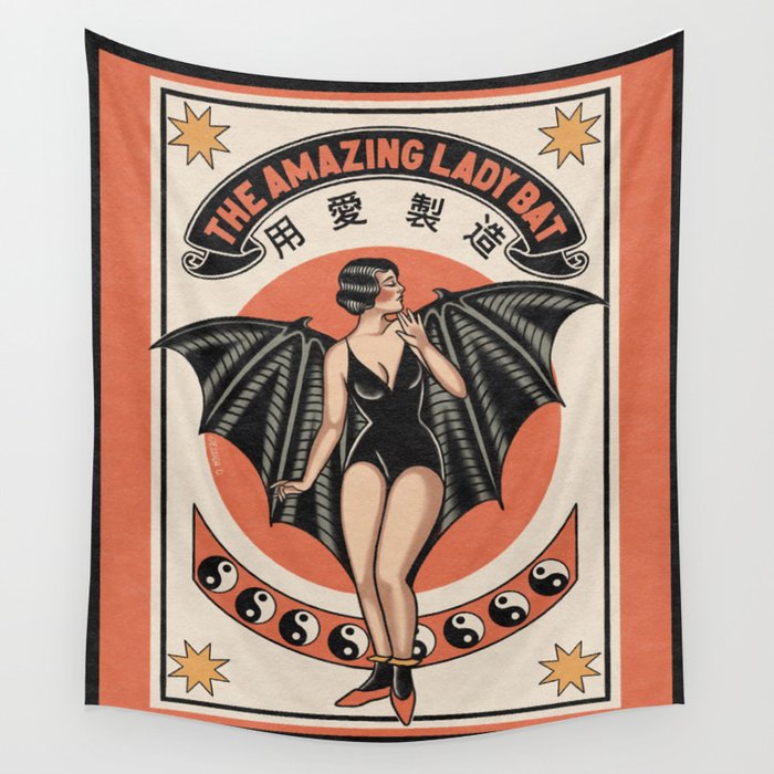 The Amazing Lady Bat Wall Tapestry Gallery Image 4