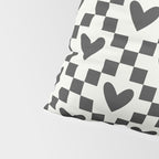 Black and white love heart checkered pattern Pillow Sham Gallery Image 4