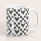 Black and white love heart checkered pattern Coffee Mug Gallery Image 1