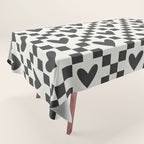 Black and white love heart checkered pattern Tablecloth Gallery Image 1