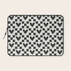 Black and white love heart checkered pattern Laptop Sleeve Gallery Image 1