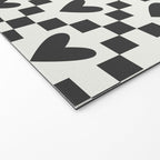 Black and white love heart checkered pattern Welcome Mat Gallery Image 2
