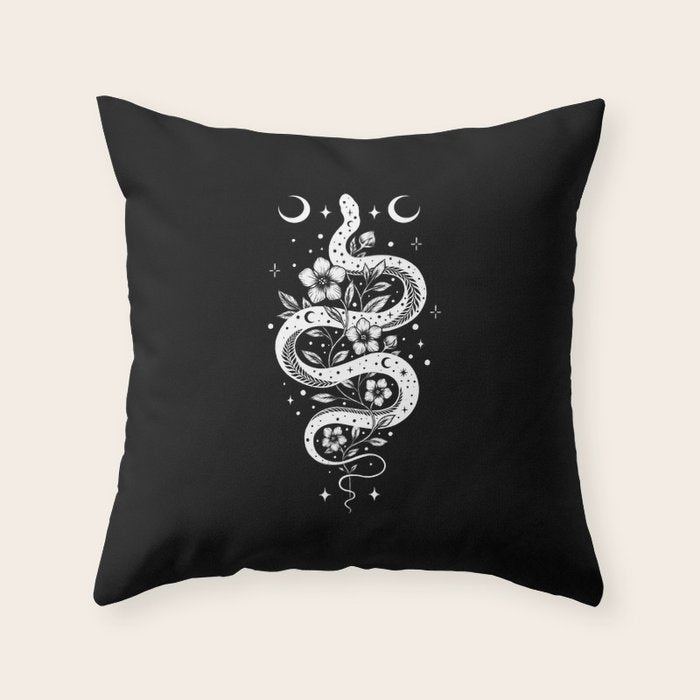 Serpent Spell-White Throw Pillow Gallery Image 6